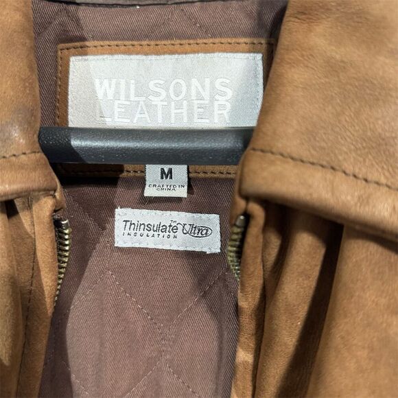 Wilsons Leather M Julian Brown Leather Jacket Men’s Medium Thinsulate Zip Coat - Picture 11 of 13